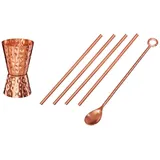 Specter & Cup - Zubehör Set - Mit Barlöffel, Messbecher und Strohhalmen aus 100% reinem Kupfer