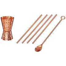 Specter & Cup - Zubehör Set - Mit Barlöffel, Messbecher und Strohhalmen aus 100% reinem Kupfer