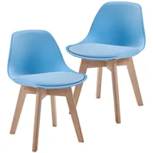 [en.casa] Kinderstuhl - Kindertisch, Elvdal 2er Set gepolstert Himmelblau