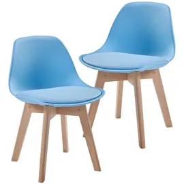 [en.casa] Kinderstuhl - Kindertisch, Elvdal 2er Set gepolstert Himmelblau