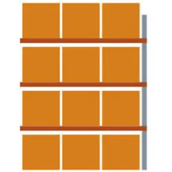 Meta Palettenregal Anbaumodul Multipal 3300 x 2785 x 1100 mm bis 800 Kg + Palette verzinkt / rotorange 4 Ebenen