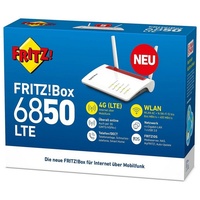 AVM FRITZ!Box 6850 LTE Modem 150 Mbit/s WLAN 4G/LTE-Router, Internet Mobilfunk rot|weiß