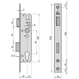 BASI ES 958 Einsteckschloss Dornmaß 30 mm Stulp 16 mm