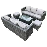 fimous Gartenmöbelset, Dunkelgrau Metall, 8-Sitzer, Loungemöbel, Gartenlounge-Sets