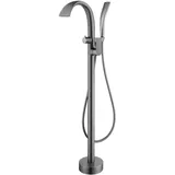 Freistehende Wasserfall Badewanne Armatur Standarmatur Wannenarmatur Einloch Mit Um 360° Drehbarem Auslauf,Grau