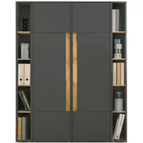 furn.design Aktenschrank Set in grau Eiche Wotan Nachbildung,Eiche, Uni, Holz Optik, 16 Fächer, Rechteckig, 140x200x40 cm Arbeitszimmer, Aktenschränke