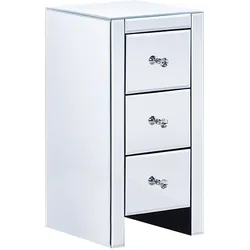 Nachttisch mit 3 Schublade LORRIS Glas Silber