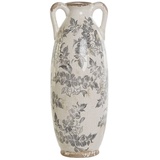 Home ESPRIT Vase, Weiß, Braun, Grau, Steingut, Pflanzenblätter, 13 x 13 x 35 cm