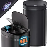 monzana Sensor Mülleimer Edelstahl Schwarz 58L