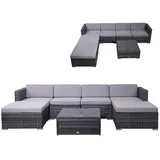 Svita LUGANO Polyrattan Lounge Gartenmöbel Set Gartenlounge Gartensofa Grau