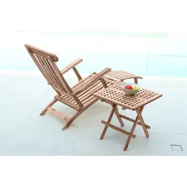 Möbilia Liegestuhl mit Fußstütze 4 Liegepositionen Teak natur | Natur
