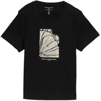 Tom Tailor Damen T-Shirt mit Print, schwarz, Uni, Gr.