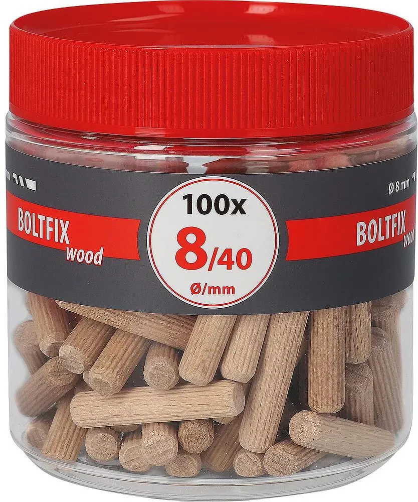 Holzdübel TOX Boltfix wood 8x40 mm, Riffeldübel massive Buche VPE: 100