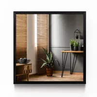 Tulup Spiegel, Blaugrau, Schwarz, Glas, 50x50x1 cm, Spiegel, Wandspiegel