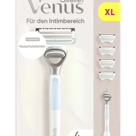Gillette Venus Rasierer für den Intimbereich, Damenrasierer mit 4 Ersatzklingen, Intimrasierer für Frauen hilft, die Haut vor Irritationen zu schützen