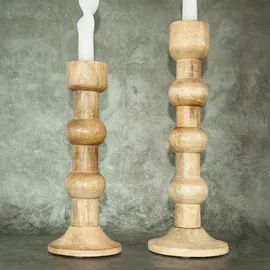 Boltze Kerzenständer-Set Bubbles Holz Braun