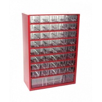 PROREGAL® Kleinteilemagazin Cosima Kleinteilemagazin mit 41 Schubfächer Metallgehäuse rot (Aufbewahrungsbox, Kleinteileregal, Sortimentsboxen, Sortimentskastenregal, Organizer), HxTxB: 44,2x15,5x30,6cm, verschiedene Größen/Farben rot