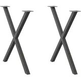 vidaXL Esstischbeine X-Form 2 Stk. Anthrazit 70x(72-73) cm Stahl
