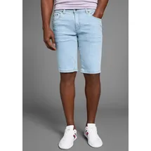 Arizona Jeansshorts ARIZONA, Herren, Gr. 33, blau (bleached), Denim/Jeans, Obermaterial: 98% Baumwolle, 2% Elasthan, kontrastfarbene Details, Basic, normal knieumspielend, Jeans, gerader Schnitt, niedrige Leibhöhe