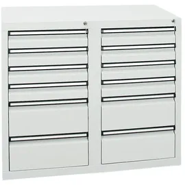 stumpf metall Stumpf Schubladenschrank Serie STS 410, 12 Schubladen lichtgrau (8x100, 4x200mm)