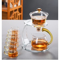 Vastate Faule Kungfu Glas teekanne eingestellt resistent Glas Tee Set Kaffee Set magnetische wasserumleitung rotierende abdeckungsschüssel halbautomatisch Tee Maker