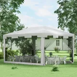 Gartenpavillon, 4 X 3 M, Mit Moskitonetz Und 2 Eingängen, Aus Metall Und Pe, Schwarz-weiß
