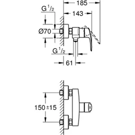 Grohe Eurosmart Einhand-Brausebatterie Aufputzmontage für 1 Verbraucher Mattschwarz 335552433