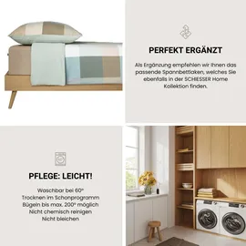 SCHIESSER Bettwäscheset Travis - Feinbiber - 2-teilig - 135 x 200 cm - Grün