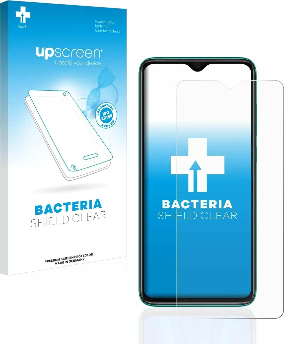 upscreen Antibakterieller Displayschutz (1 Stück, Xiaomi Redmi Note 8 Pro), Smartphone Schutzfolie
