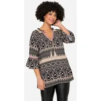 Angel Of Style by Happy Size Angel of Style Tunika Tunika-Bluse Alloverdruck Tunika-Ausschnitt schwarz 48