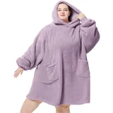 BEDSURE Hoodie Decke mit Ärmeln Übergroßer Tragbare Decke zum Anziehen Erwachsene Lavendel, xxl Kuschelpullover 107x90cm, Warm Kuscheldecke mit Ärmeln weich Ärmeldecke als Geschenke für Herren Damen