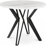 All4All runder Tisch Kate , Esstisch , Esszimmertisch , Metallbeine , Industriestil , moderne Beine , 100 bis 176/76cm , 27 , Marmor Bianco