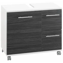 WELLTIME Waschbeckenunterschrank WELLTIME "Emmi, Breite 65 cm made in Germany", grau (weiß, zebrino grau), B:65cm H:60cm T:32cm, FSC-zertifizierter Holzwerkstoff, Schränke, Waschbeckenunterschrank, Siphonausschnitt, Metallbeschläge