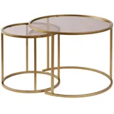 HANAH Home Couchtisch Set Gold/Bronze Sicherheitsglas 60 x 60 x 43 cm