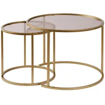 HANAH Home Couchtisch Set Gold/Bronze Sicherheitsglas 60 x 60 x 43 cm