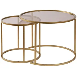 HANAH Home Couchtisch Set Gold/Bronze Sicherheitsglas 60 x 60 x 43 cm