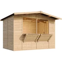 TIMBELA Marktbude Holz 3,36 x 2,63 m Beige