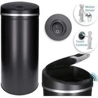 Automatischer Mülleimer mit Sensor 30 Liter - rostfreier Abfalleimer mit Bewegungssensor und Klemmring für Müllbeutel - automatisches Öffnen/Sc... - Schwarz
