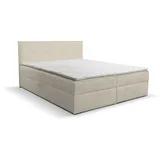 venasi CALIDO Boxspringbett 140x200 mit 2 Bettkästen und TOPPER H2/H3 Matratze BEIGE Aragon 03 - Beige