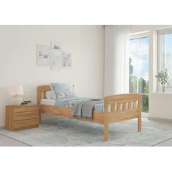 Erst-Holz Stabiles Buchen-Einzelbett Seniorenbett in zeitlosem Stil 100x200 mit wählbarem Zubehör V-60.76-10ohne Zubehör