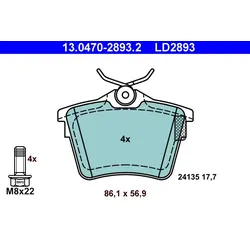 ATE 13.0470-2893.2 Bremsbelagsatz, Scheibenbremse ATE Ceramic