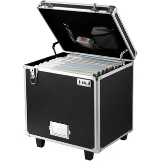Vevor Aktenaufbewahrungsbox, 396,2x320x381 mm Innenmaß, abschließbarer mobiler Businesskoffer mit Teleskopgriff, Aktenkoffer mit Handauszug für Büro, Zuhause, Büros, Krankenhäuser, Banken