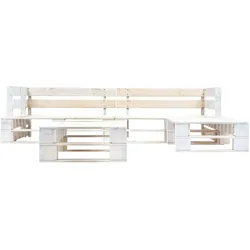 vidaXL 4-tlg. Garten-Paletten-Sofagarnitur Holz Weiß