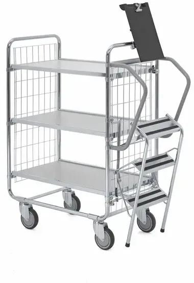 Leiterwagen Serie 100, max. 200 kg 3 Etagen 1020x460x1120 mm verzinktes Profil