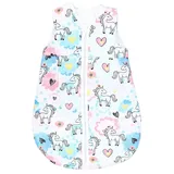 TupTam Schlafsack Baby – Wärmender Ganzjahresschlafsack 2.5 TOG, OEKO-TEX, Ärmellos, Farbe: Einhorn Rosa/Blau, Größe: 104-110