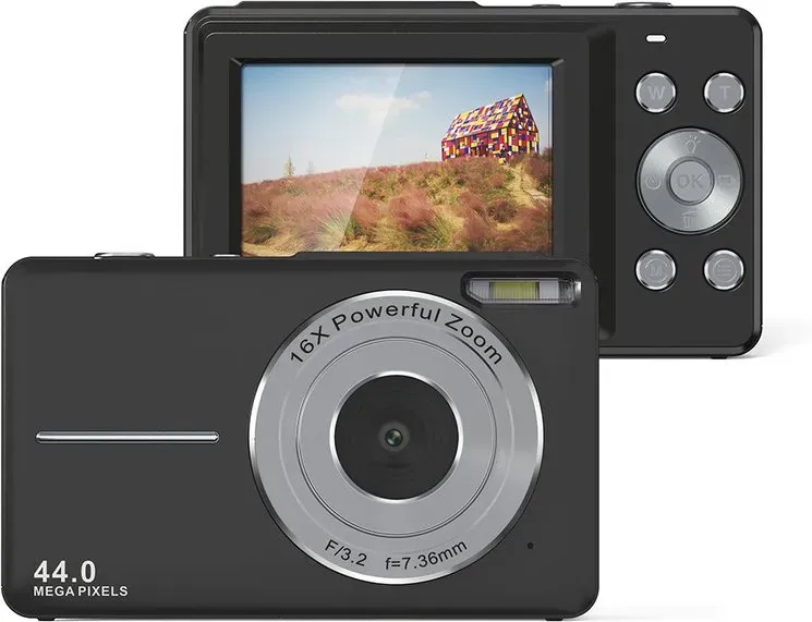 Songdian Pocket-Kamera 4K 64MP für Fotografie und Video – 16-fache Zoom, Schwarz