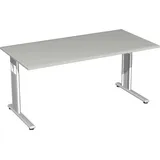 geramöbel Flex höhenverstellbarer Schreibtisch lichtgrau rechteckig, C-Fuß-Gestell silber 180,0 x 80,0 cm