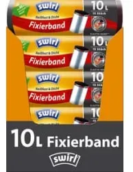 Swirl® Müllbeutel Reißfest, mit Fixierband, 10 Liter  4008871216229 , 1 Karton = 10 Rollen à 15 Beutel