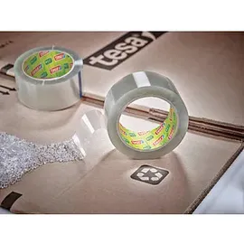 Tesa Packband ECO Ultra Strong ecoLogo & transparentes Kunststoff-Packband mit extra starker Haftkraft - umweltfreundliches Klebeband, lösemittelfrei hergestellt - 66 m x 50 mm