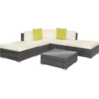 Tectake Rattan Lounge mit Aluminiumgestell wetterfest - Grau